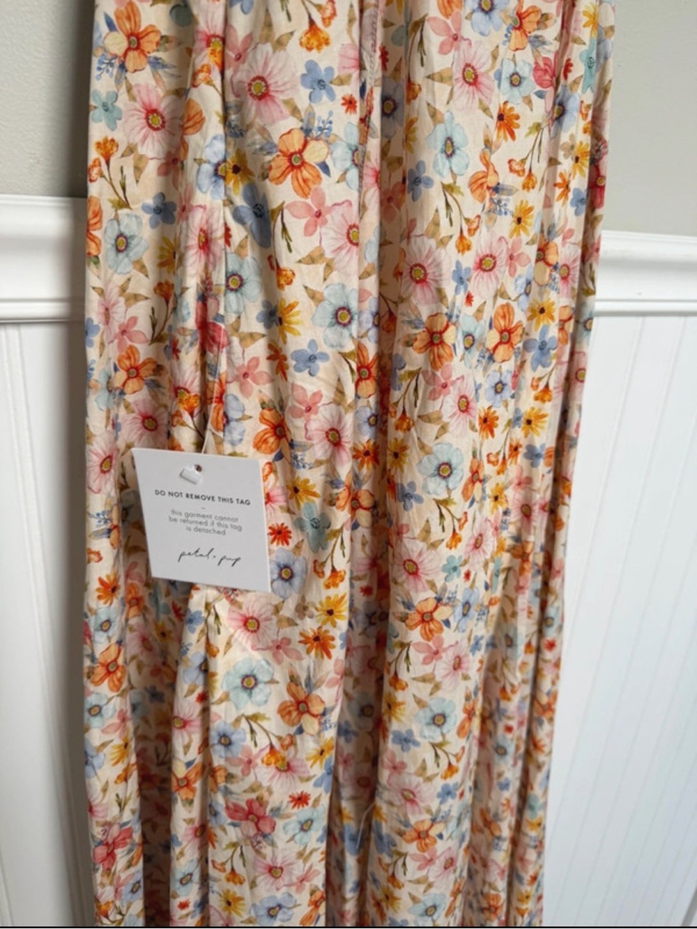 Petal & Pup Cream Maxi Dress with Orange, Pink & Blue Floral Print - Picture 3 of 5